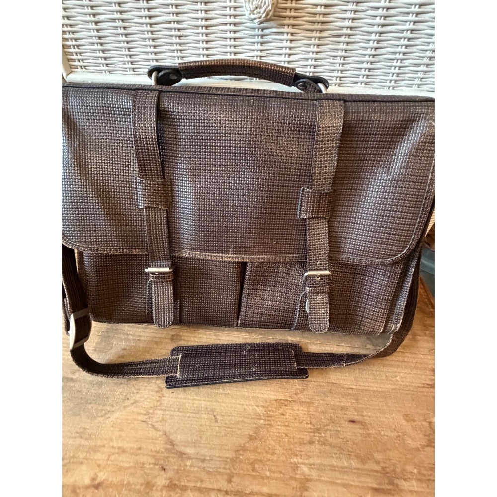 Vintage Collegiate Saddlebag Brown Textured Leather Messenger Bag Briefcase USA